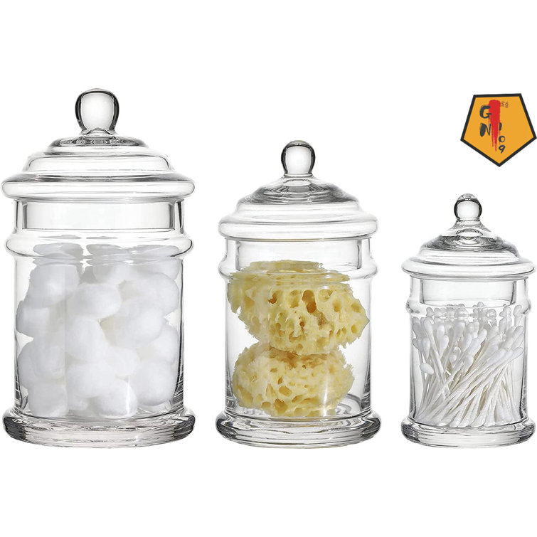 Longshore Tides Aninye Glass 3 Piece Bathroom Storage Jar Set Wayfair